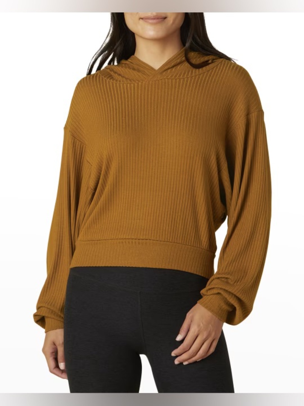 Beyond Yoga So Chic Cropped Hoodie in Rust Women’s Large - Picture 7 of 7